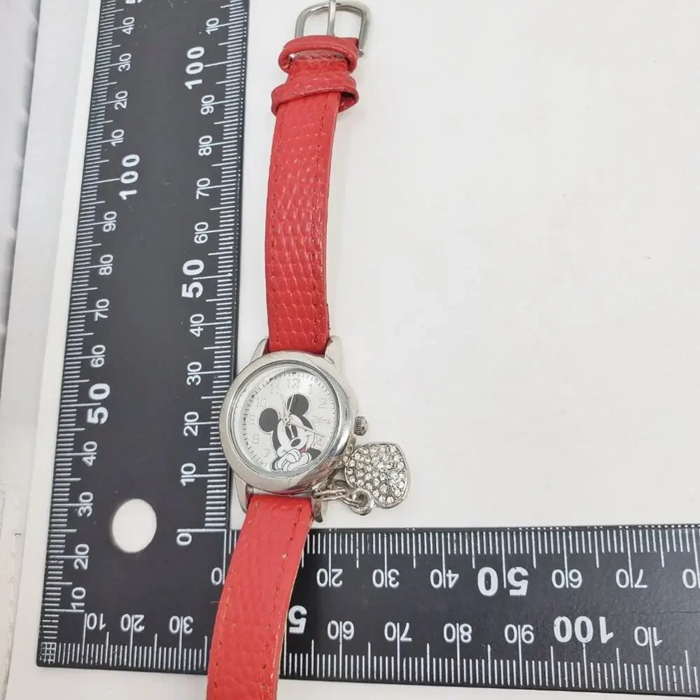 Disney Mickey Mouse Charm Watch Red Band Cute